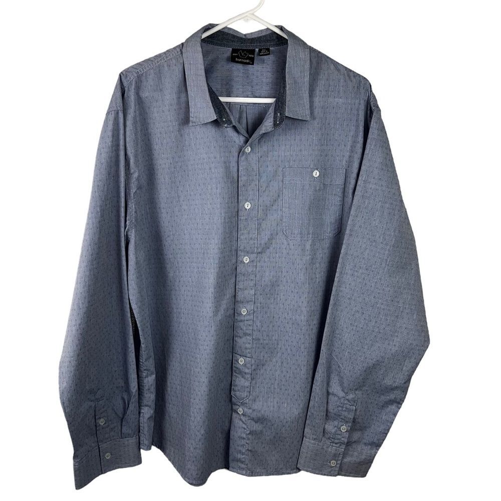 NWT Burnside Crushin It Woven Blue Casual Button Down Shirt Size 2XL